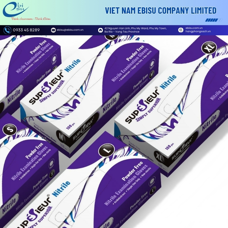Găng Tay Y Tế Nitrile Không Bột Superieur 9 Inch - Ảnh 2