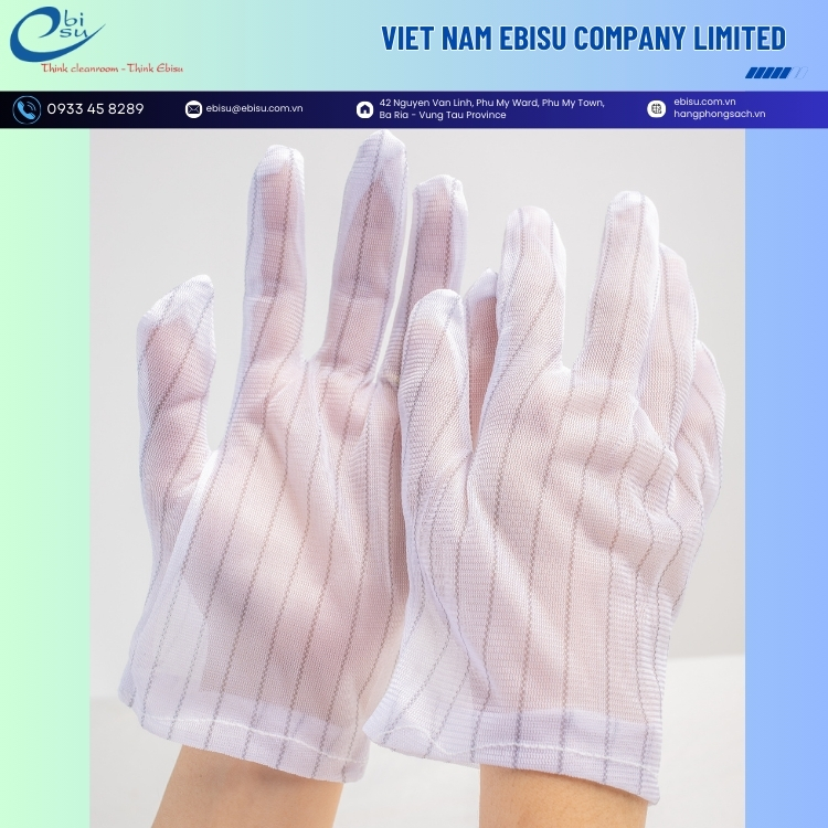 Găng Tay Phòng Sạch Chống Tĩnh Điện Sợi Polyester