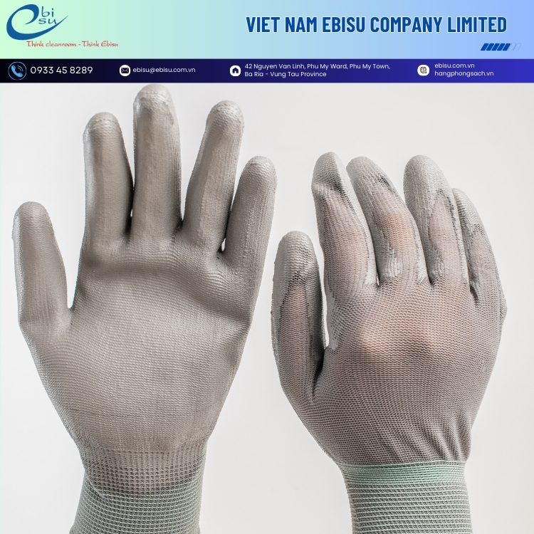 Găng Tay Phòng Sạch Phủ PU Lòng Bàn Tay
