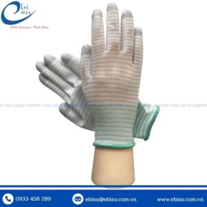 Găng Tay Chống Tĩnh Điện Sọc Kẻ Phủ PU Ngón