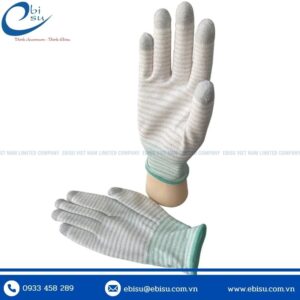 Găng Tay Chống Tĩnh Điện Sọc Kẻ Phủ PU Ngón