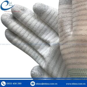 Găng Tay Chống Tĩnh Điện Sọc Kẻ Phủ PU Ngón